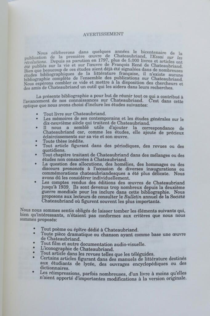 chateaubriand Dubé Bibliographie de la critique sur Chateaubriand