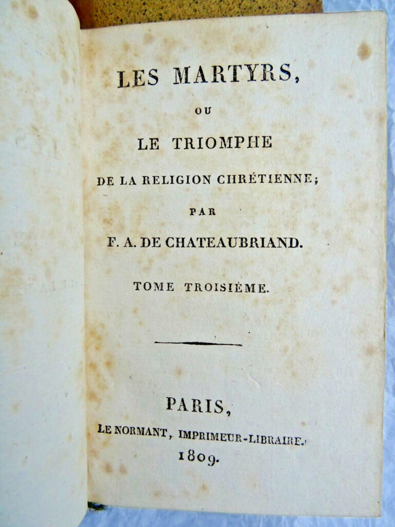 CHATEAUBRIAND Les Martyrs ou le triomphe de la religion 1809