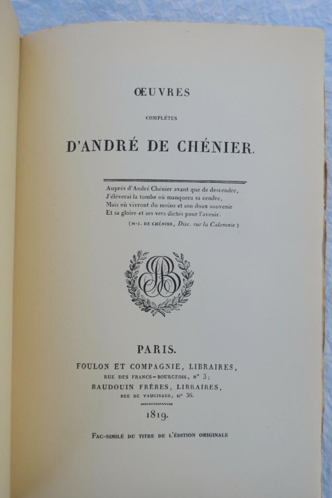 Collection of Poems by André Chénier