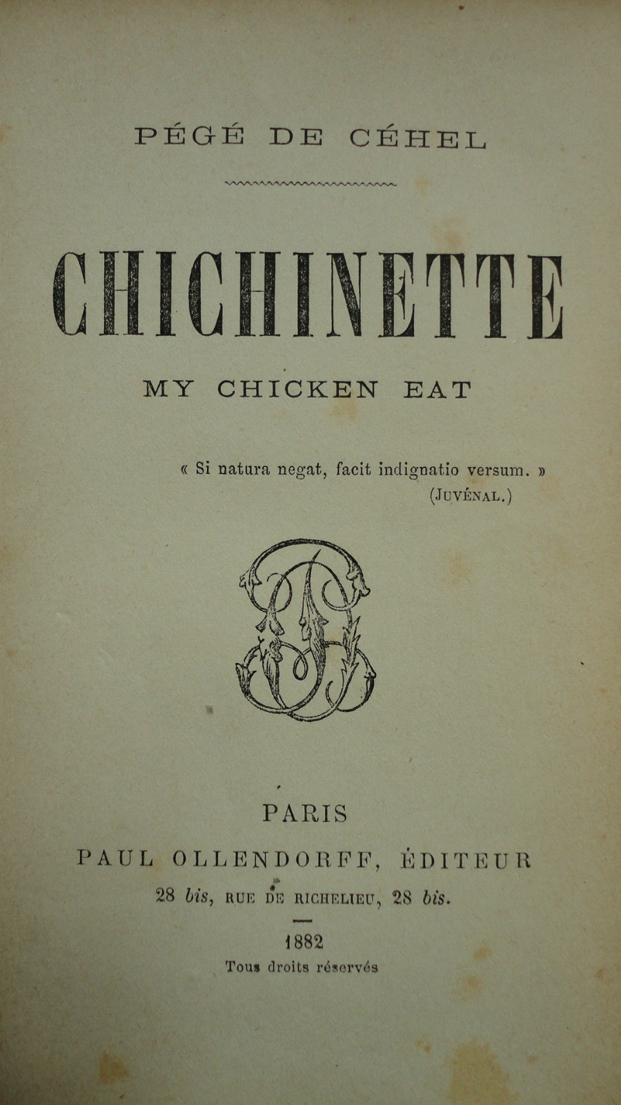 CHICHINETTE my chicken eat par Pégé de Céhel 1882 - La Librairie Antique