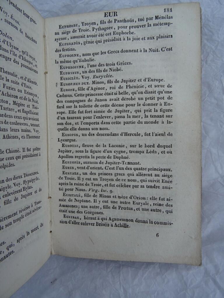 Chompré Dictionnaire Abrégé de la fable 1833