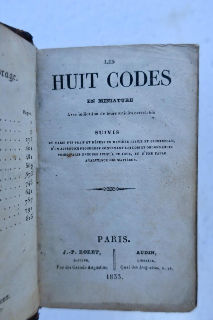 COD huit codes en miniature. Avec indications de leurs articles correlatifs 1833
