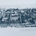 Schöne Gravur eines historischen Colleges