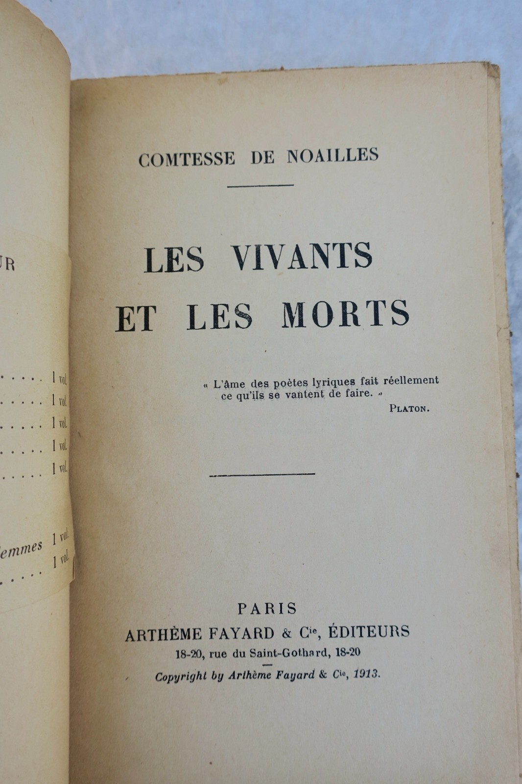 Life and Death Intertwined<span class="lla-card-orig-wrap"><span class="lla-card-orig">❦ COMTESSE DE NOAILLES Les vivants et les morts</span></span> - La Librairie Antique