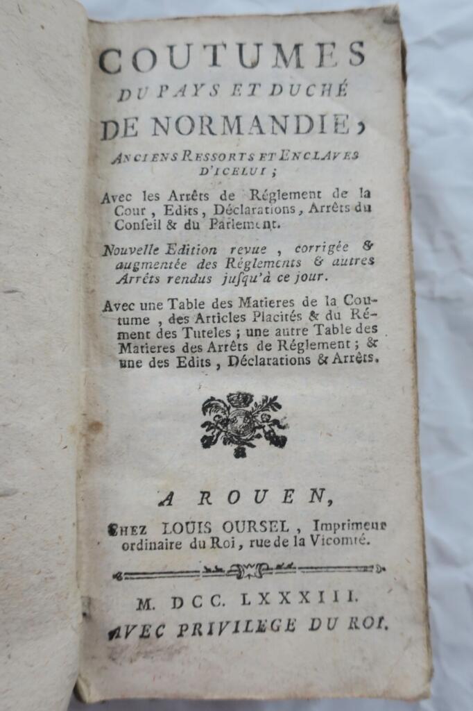 Normandy customs, edicts and judicial decisions