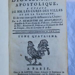 Curé Dictionnaire apostolique à l'usage de MM. les curé 1776
