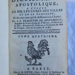 Curé Dictionnaire apostolique à l'usage de MM. les curé 1776
