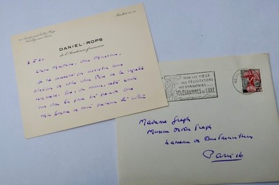 Daniel Rops Autographed Handwritten Letter To Poet F. Gregh