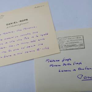 Daniel Rops lettre autographe manuscrite au poète F. Gregh