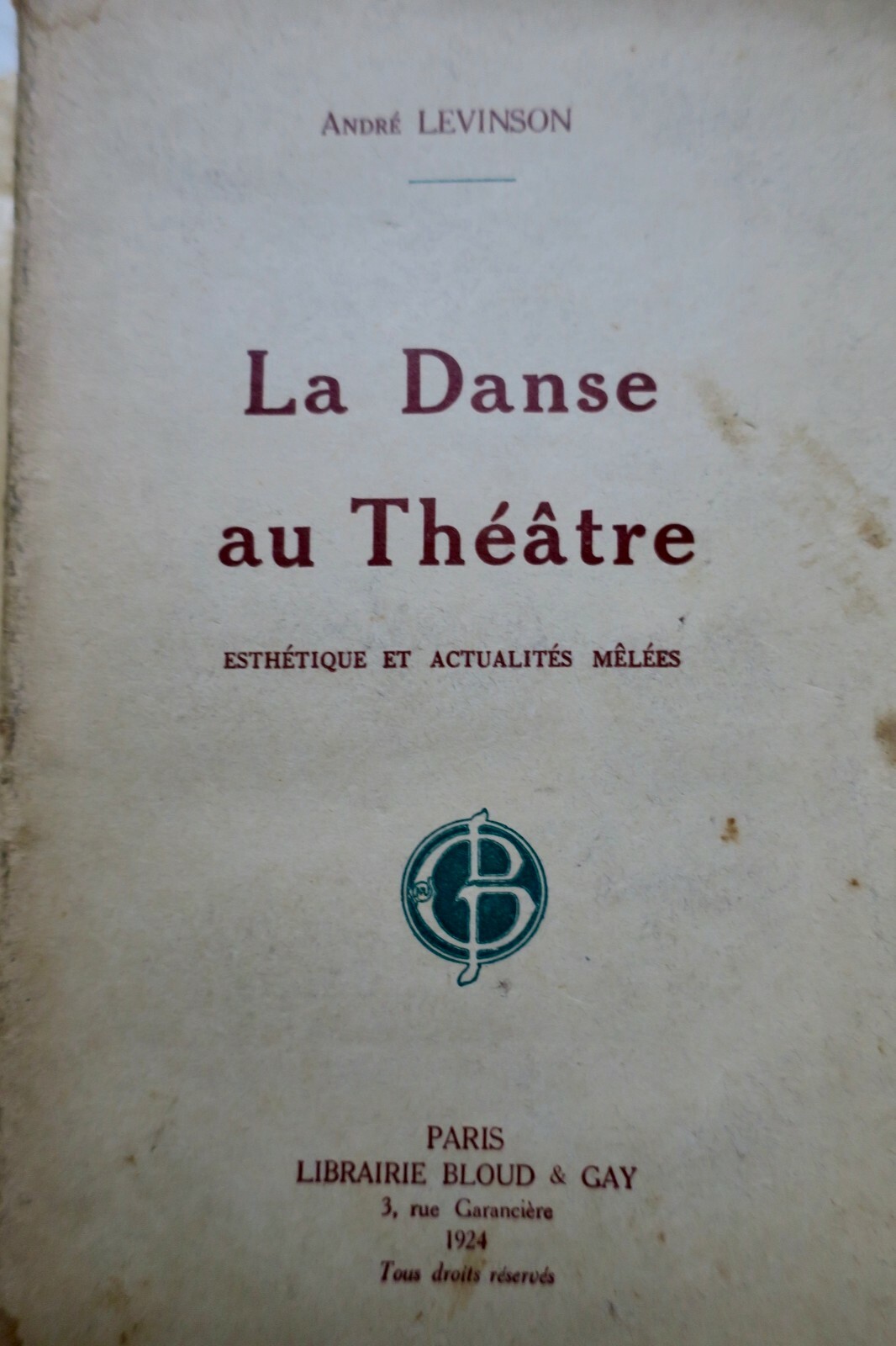 danse au théâtre Esthétique et actualités mêlées 1924 - La Librairie Antique