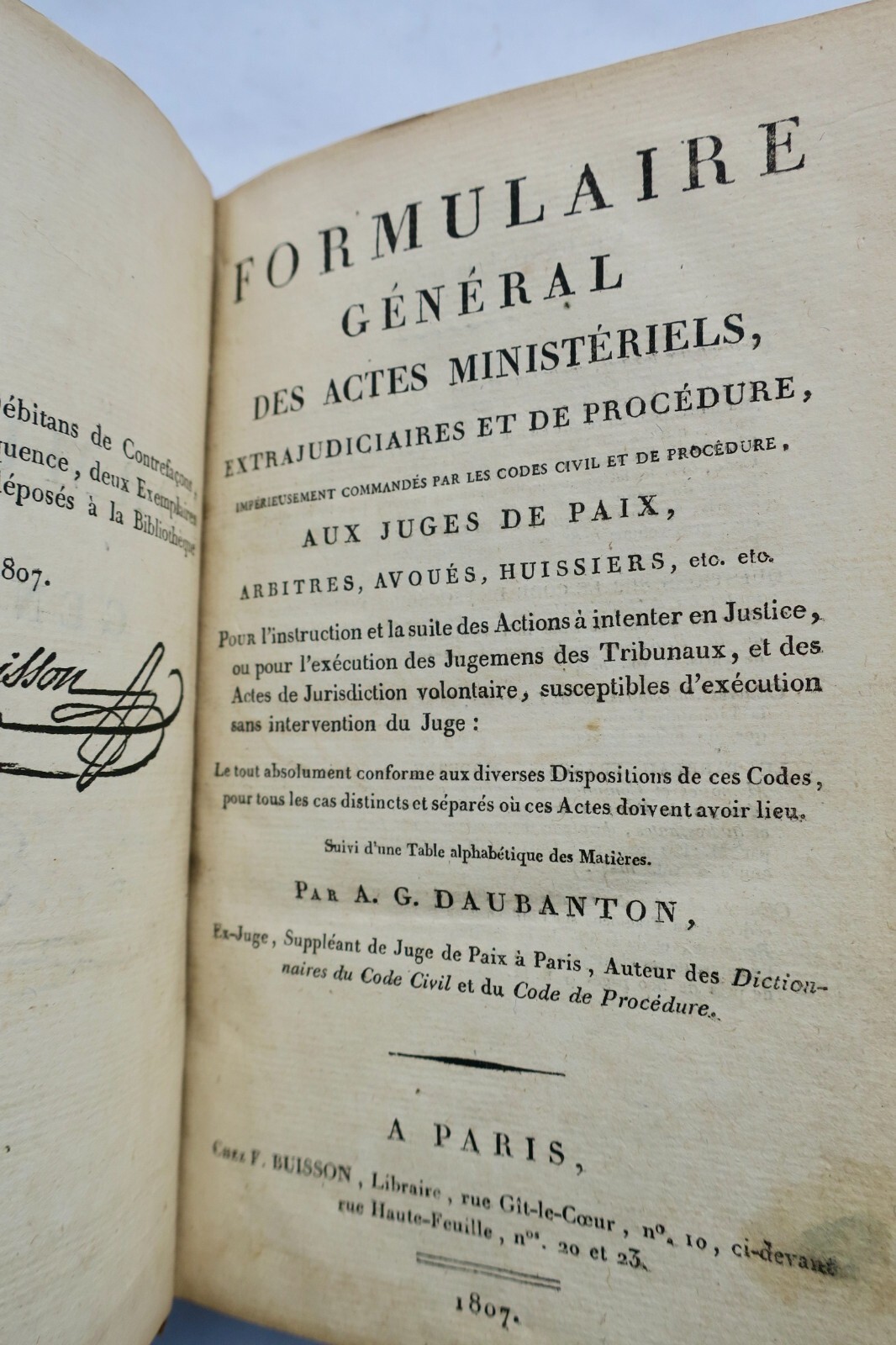 DAUBANTON Formulaire général des actes ministériels DAUBANTON 1807 – Image 6