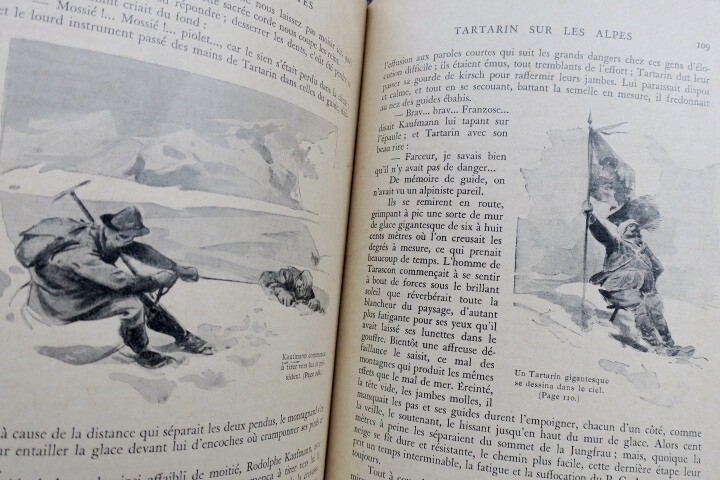 Tartarins Alpenbenteuer - Neue Exploits<span class="lla-card-orig-wrap"><span class="lla-card-orig">❦ DAUDET Tartarin sur les Alpes. Nouveaux exploits du héros tarasconnais 1937</span></span> - La Librairie Antique