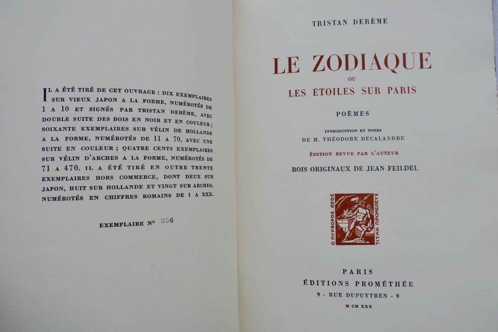 DEREME Le Zodiaque ou les étoiles sur Paris. Poèmes bois de Feidel – Image 7