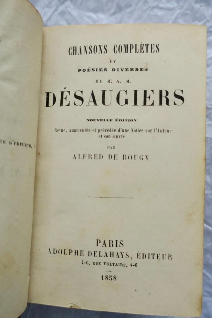Désaugiers Chansons complètes et Poésies Diverses 1858 mini