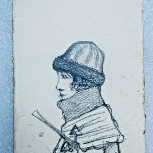 Dessin original au crayon sur carte postale