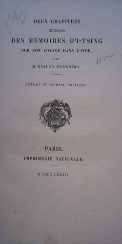 deux chapitres extraits des mémoires d’i-tsing sur son voyage dans l’Inde - La Librairie Antique