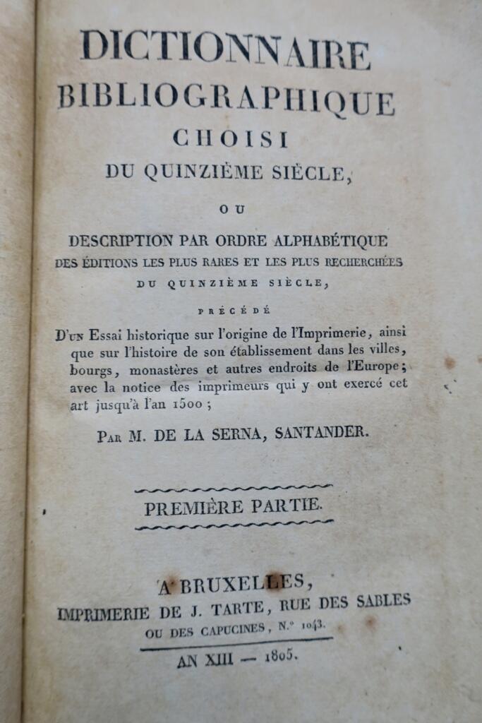 Dictionnaire bibliographique choisi du quinzième siècle 1805