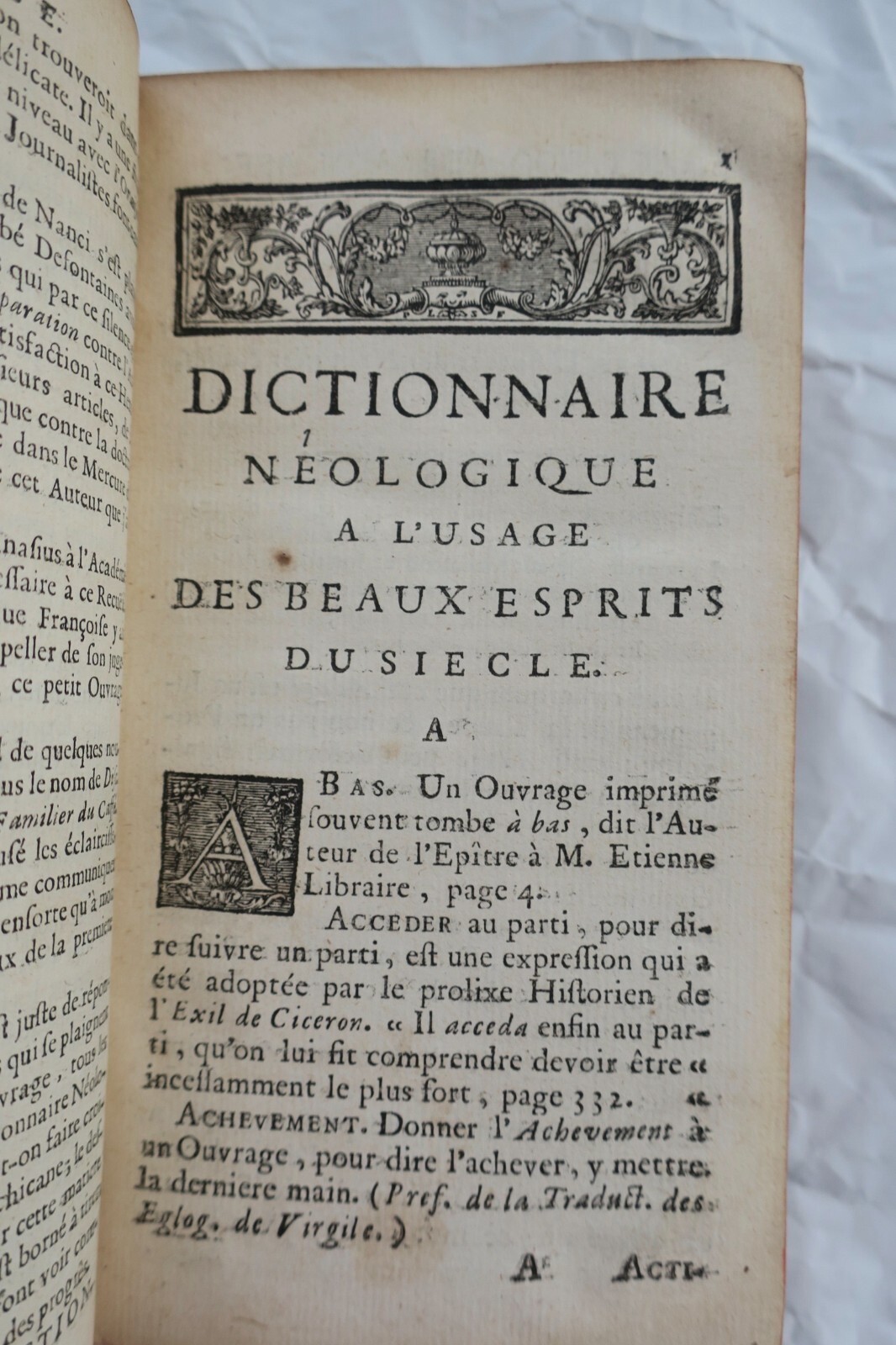 Dictionnaire Néologique à l'usage des beaux esprits du siècle 1731 – Image 5
