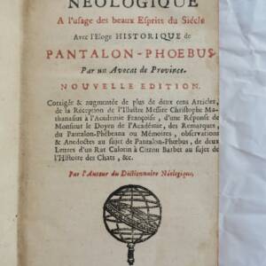 Dictionnaire Néologique à l'usage des beaux esprits du siècle 1731