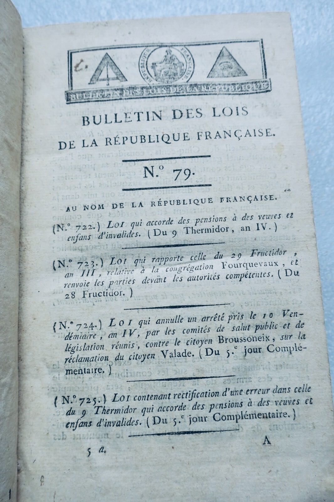 directoire Bulletin des lois de la République Française an IV - La Librairie Antique
