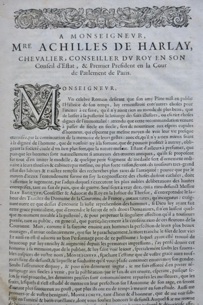 Droit Jean Bacquet 1658 avocat du roy en la chambre du trésor 1658