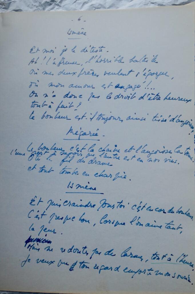Autograph manuscript pages from Mégarée