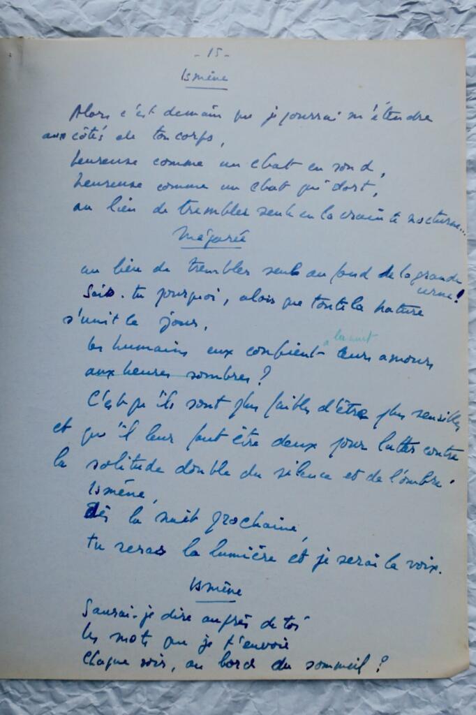 Autograph manuscript pages from Mégarée