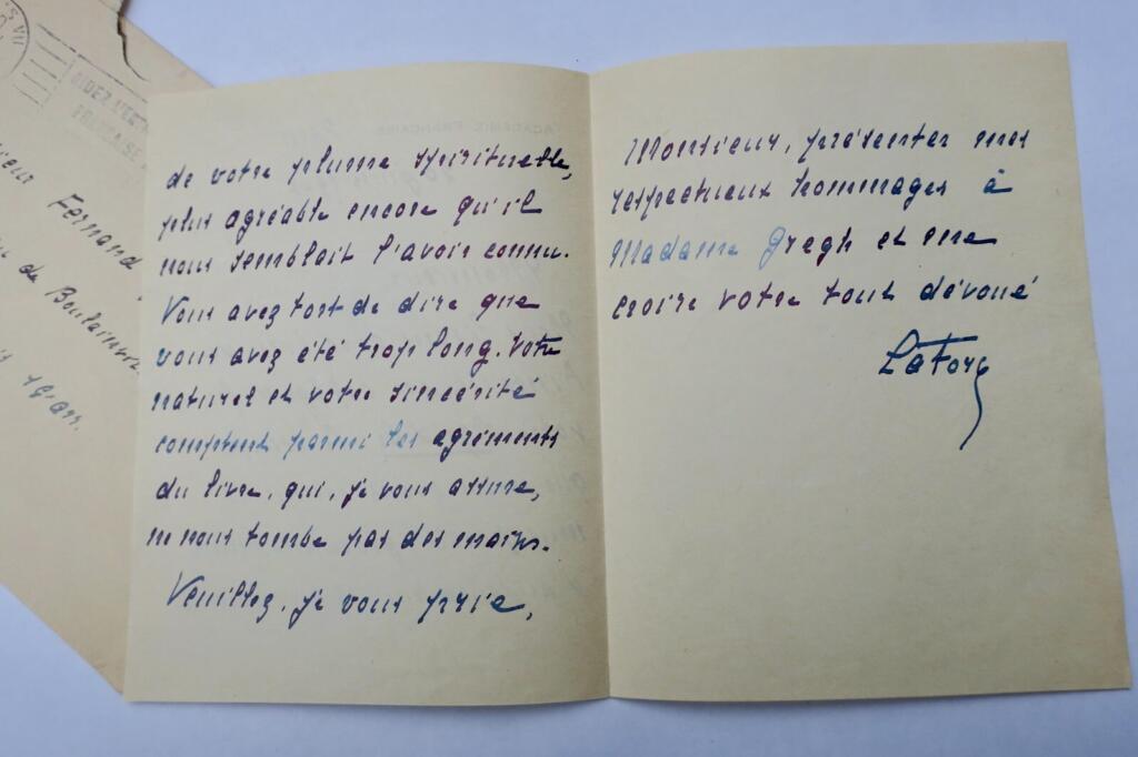Autogrammbrief an den Dichter Fernand Gregh