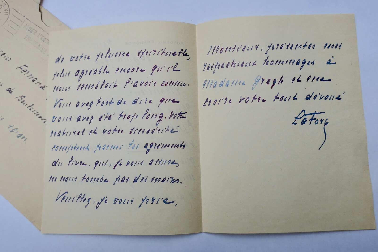 Duc de LA FORCE Lettre autographe manuscrite - La Librairie Antique