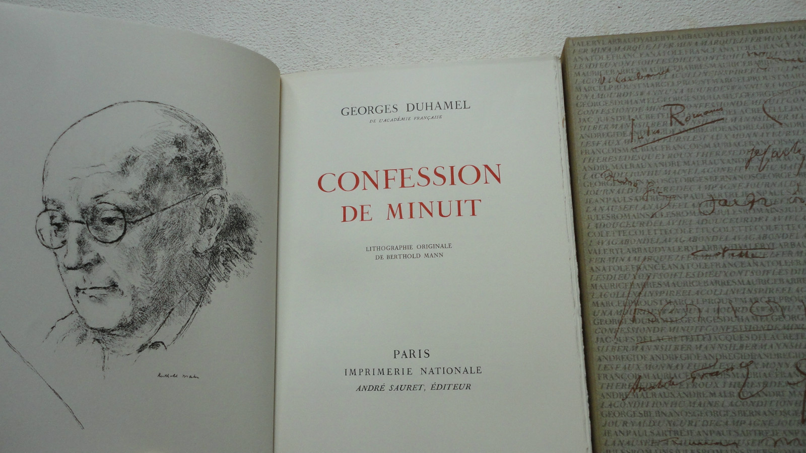 DUHAMEL Georges Confession de minuit lithog. de Berthold Mann