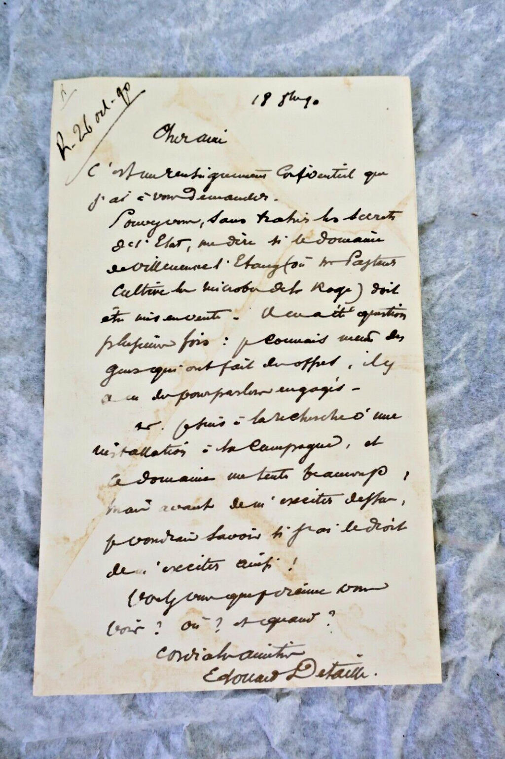 Autographed letter from Edouard Détaille