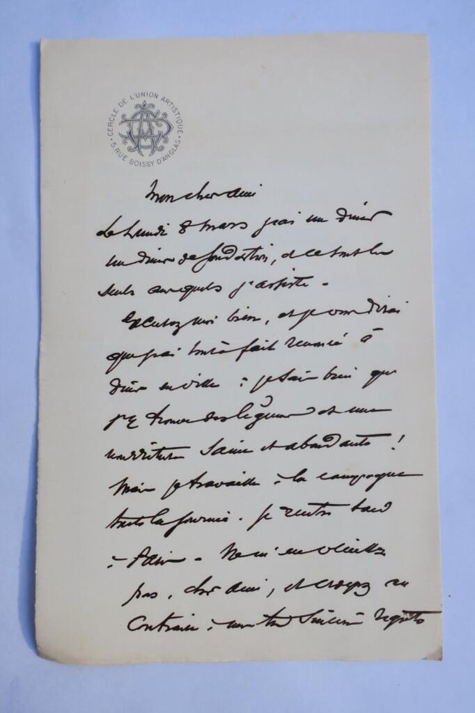 Autographed letter from military painter DETAILLE