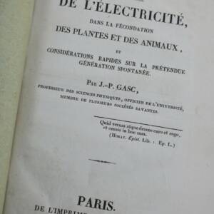 Electricité Gasc Mémoires sur l’influence de l’électricité dans la fécondé
