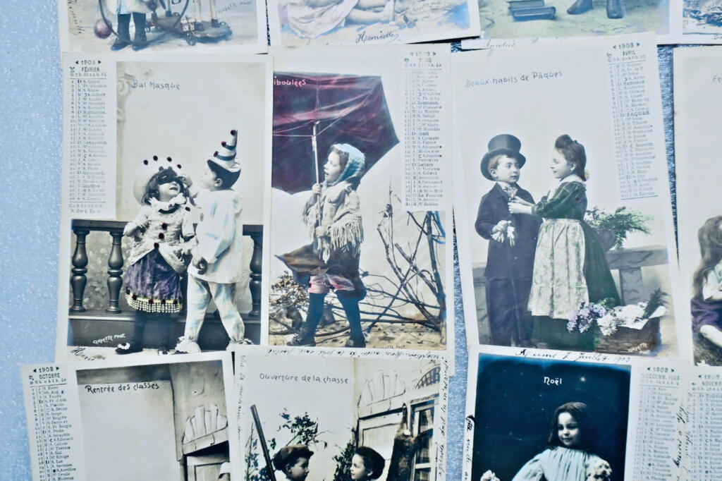 Kinder-Kalender als Postkarten 1903 Clayette Foto Komplett 12 CPA