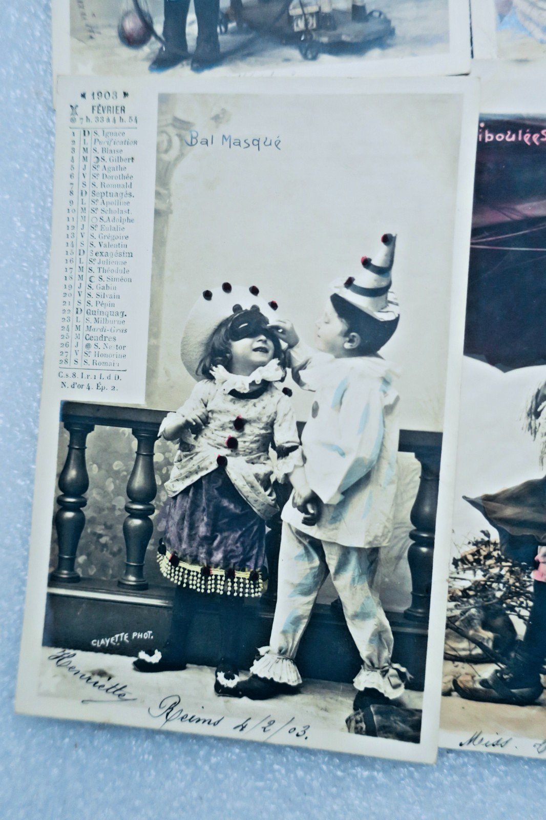 ENFANTS calendrier en carte-postale 1903 Clayette photo Complet 12 CPA - La Librairie Antique