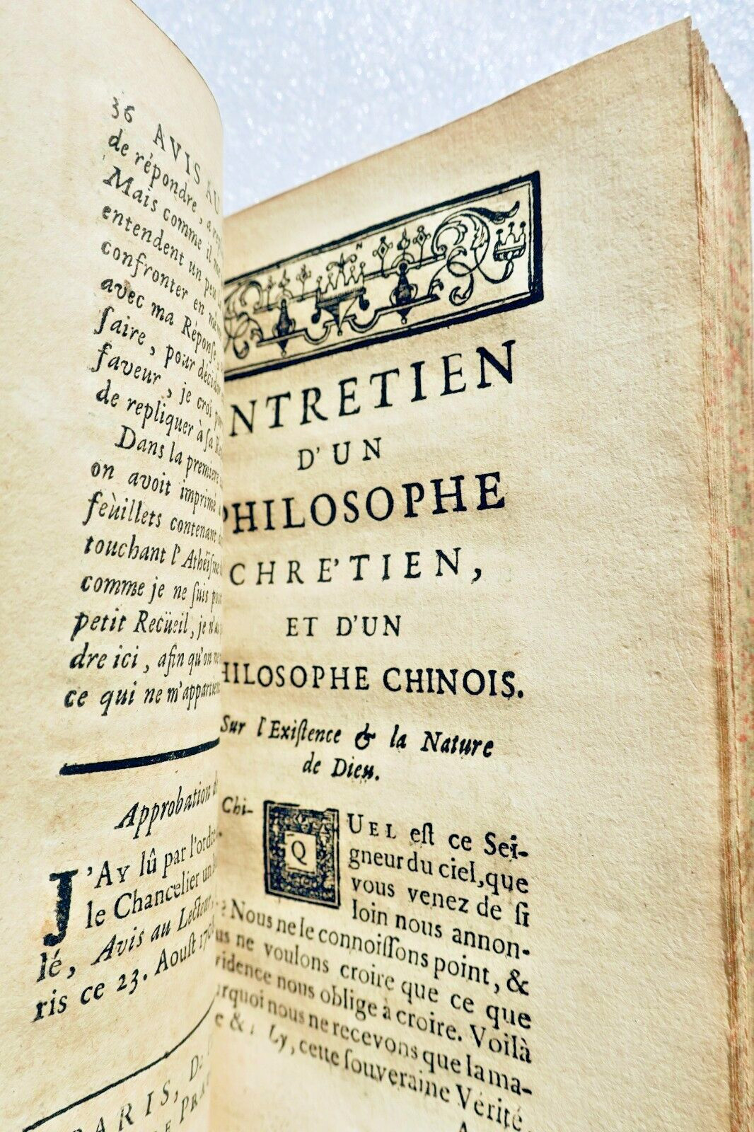 Entretien d’un philosophe chrétien, et d’un philosophe chinois 1708 Malebranche - Image 4