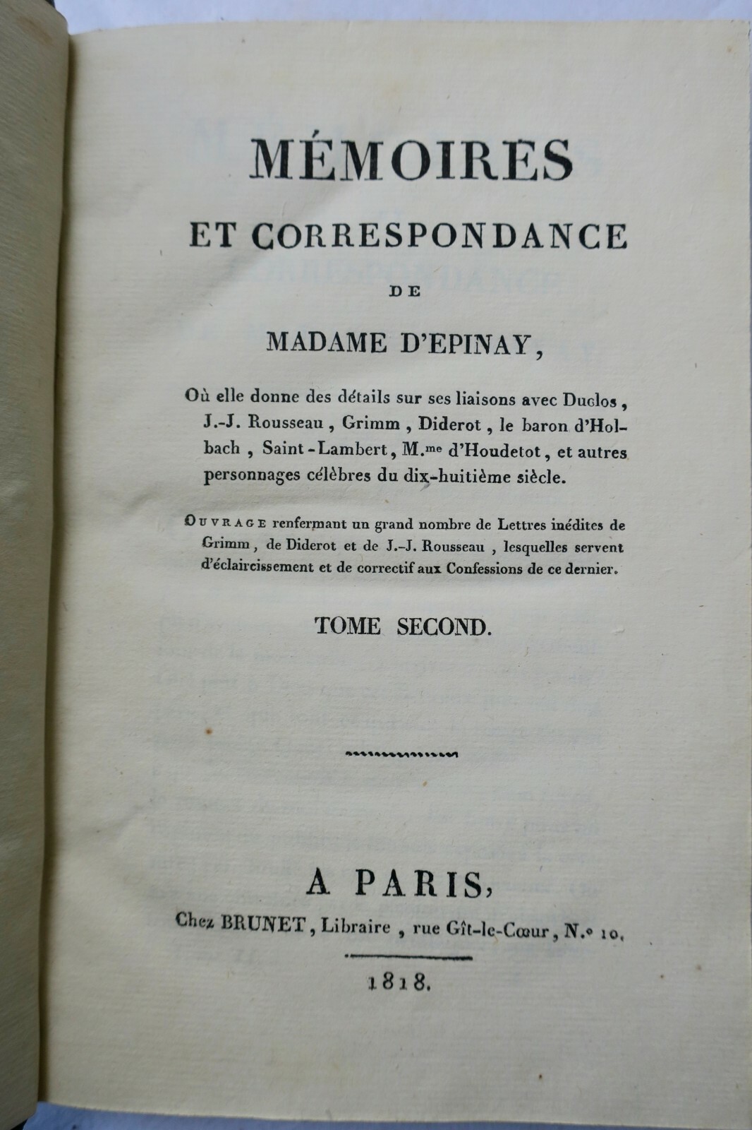 EPINAY Mémoires et Correspondance - La Librairie Antique