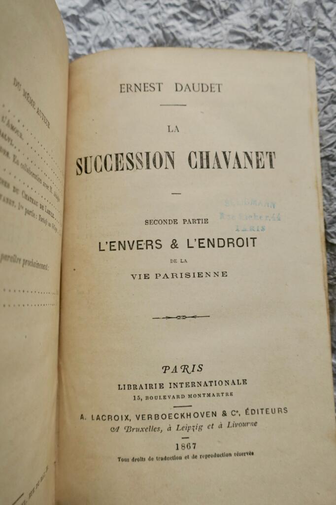 Ernest Daudet La succession Chavanet 1867
