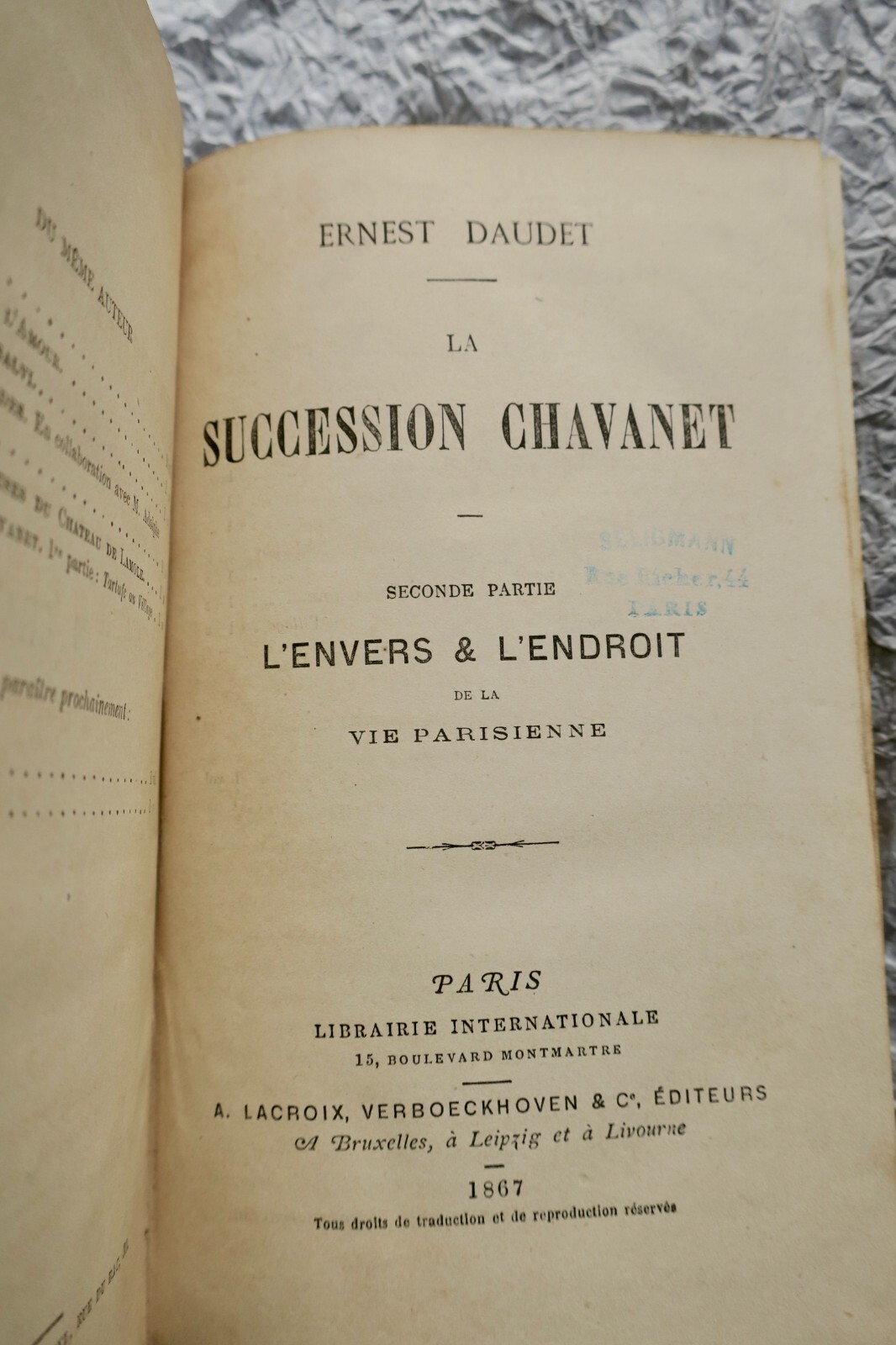 Tartuffe im Dorf<span class="lla-card-orig-wrap"><span class="lla-card-orig">❦ Ernest Daudet La succession Chavanet 1867</span></span> - La Librairie Antique