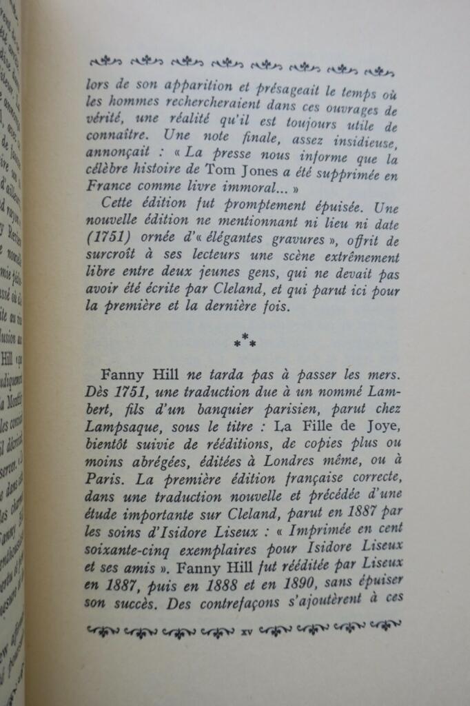 érotique CLELAND Mémoires de Fanny Hill, femme de plaisir