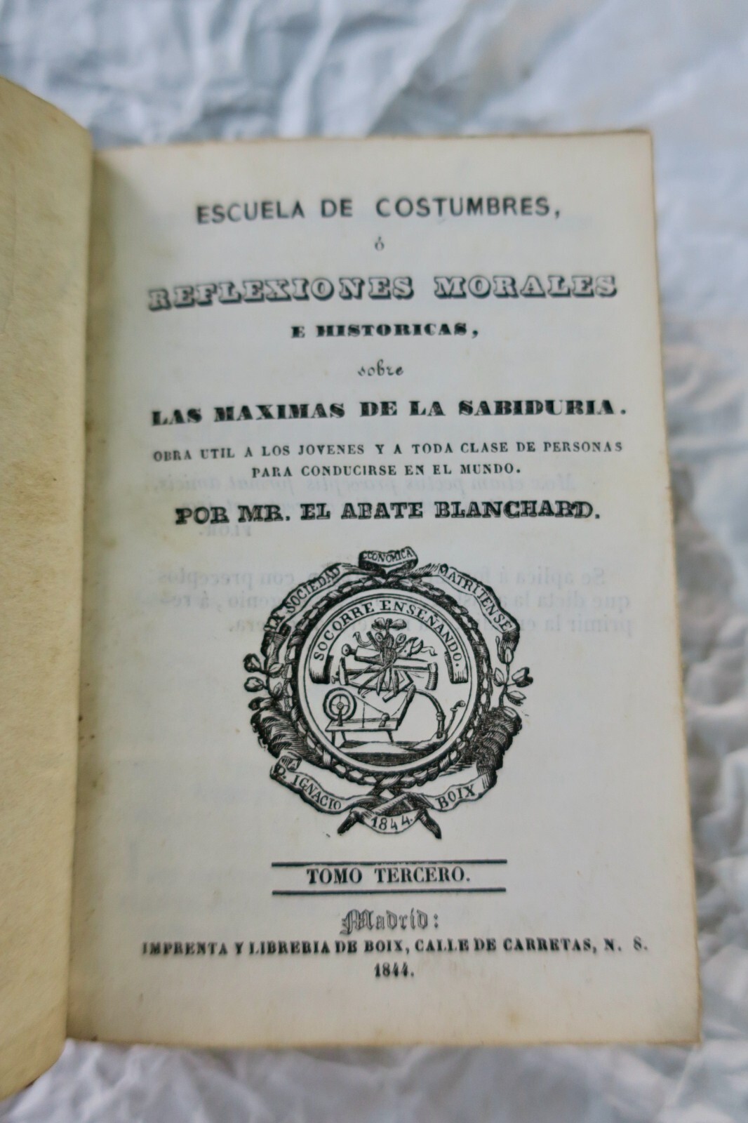 Schule der Sitten: Moralische und historische Reflexionen<span class="lla-card-orig-wrap"><span class="lla-card-orig">❦ Escuela de costumbres ó Reflexiones morales e históricas..1844</span></span> - La Librairie Antique