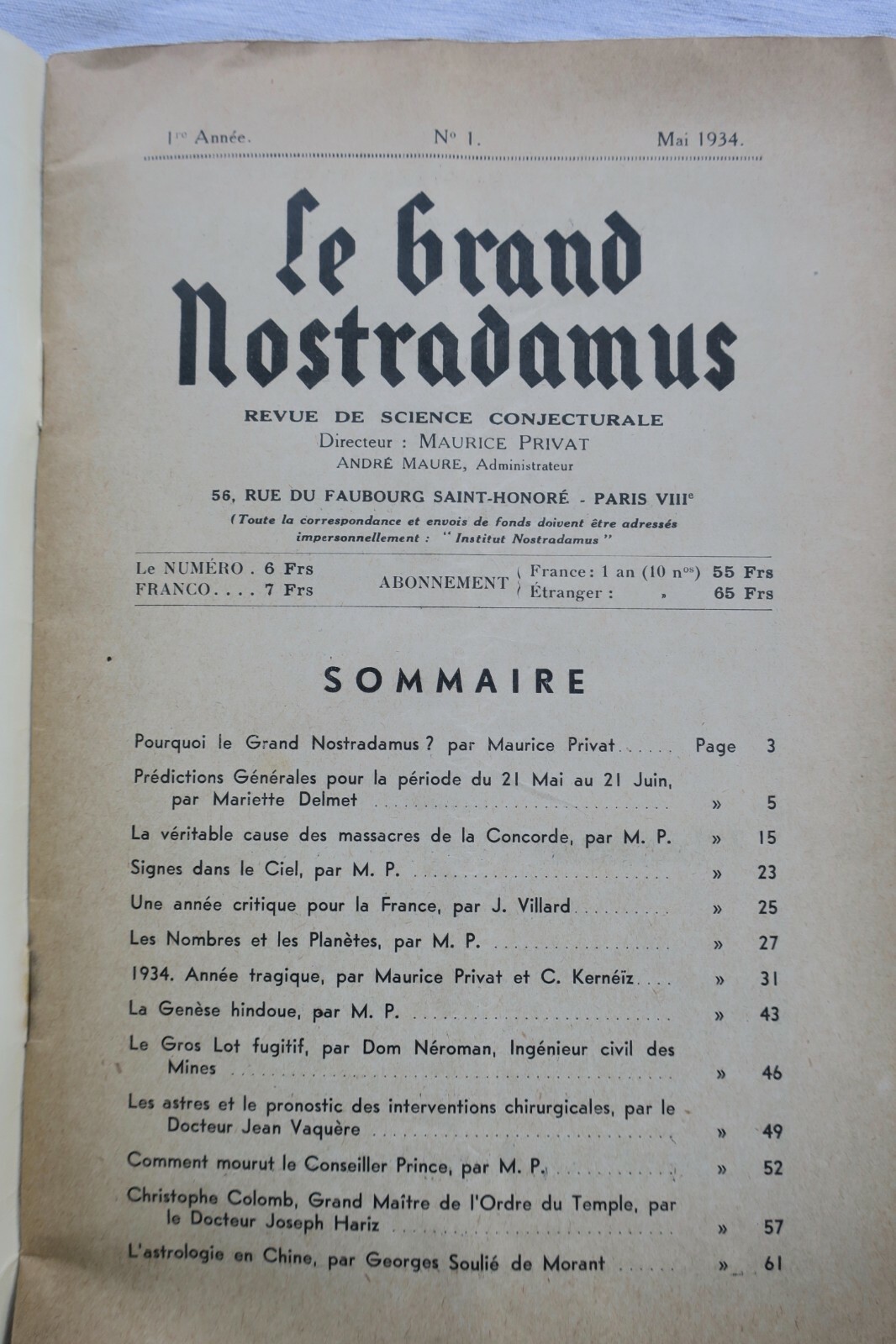 ésotérie Le grand Nostradamus mai 1934 mensuelle n°1 – Image 7
