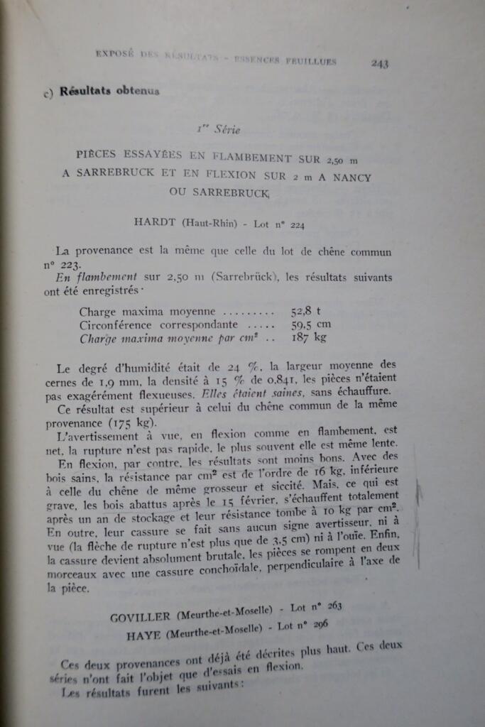 Mechanical resistance of mining timber