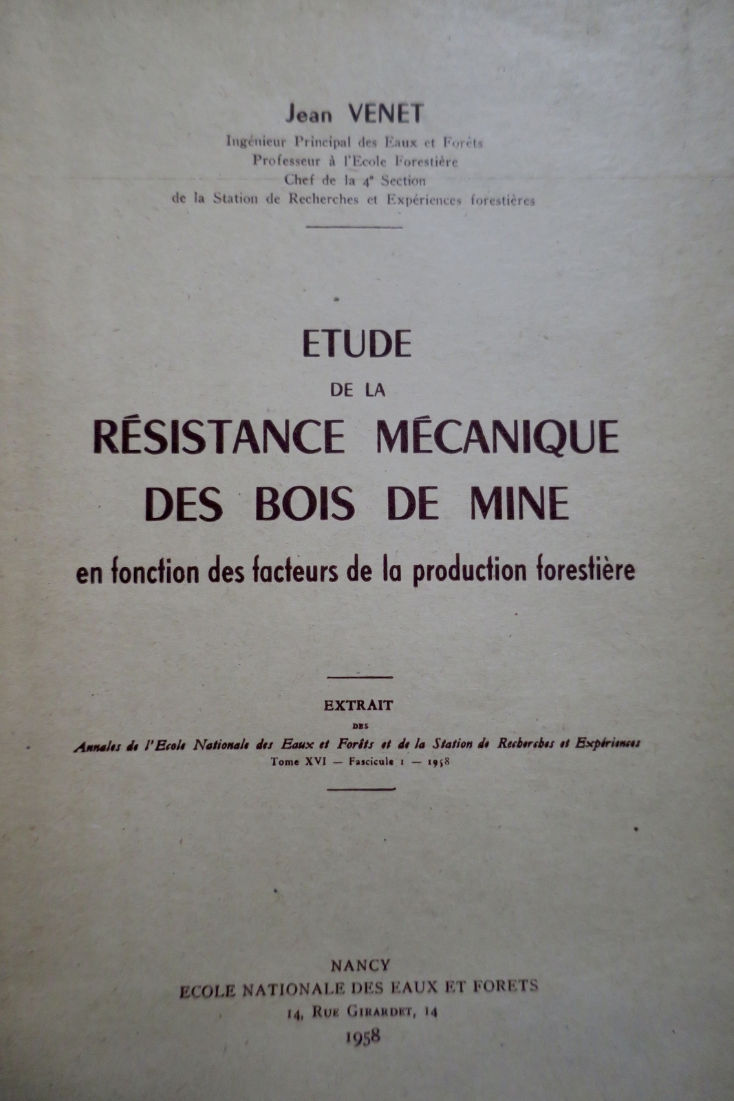 矿木机械性能研究<span class="lla-card-orig-wrap"><span class="lla-card-orig">❦ étude de la résistance mécanique des bois de mine 1958</span></span> - La Librairie Antique