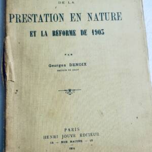évolution historique de la prestation en nature et la réforme de 1903