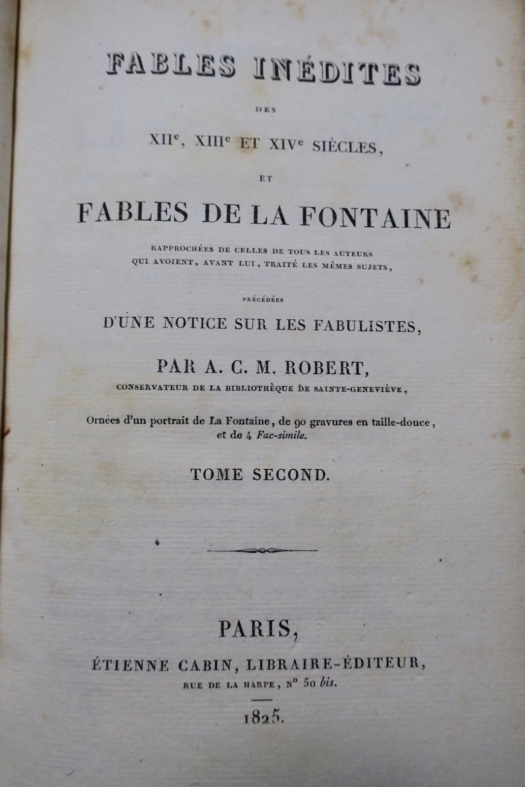 Fables inédites des XIIe, XIIIe et XIVe siècles, et Fables de La Fontaine 1825 – Image 3