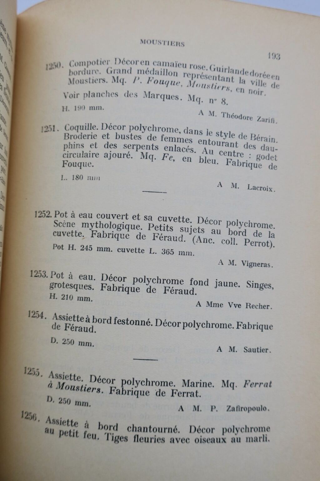faïence française de 1525 à 1820 Pavillon de Marsan 1932