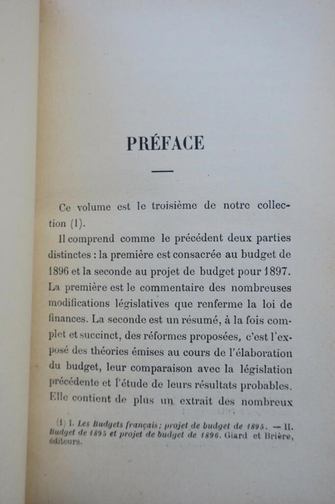 FINANCE Législation financière. Les budgets français Bidoire + envoi 1897