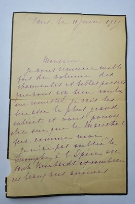 Foch Mrs. La Marschallin Foch Belle Letter Autograph Handwriting