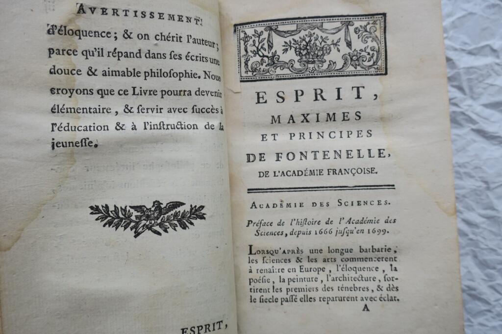 Fontenelle. ESPRIT, MAXIMES ET PRINCIPES de Fontenelle 1788